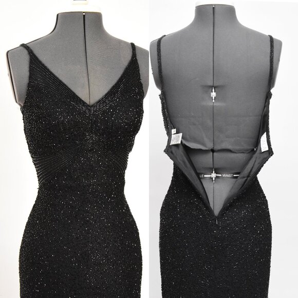 SOLD ON EBAY Scala Black Hand-Beaded Silk Formal Prom Dress Small - Picture 2 of 16